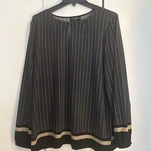 Liz Claiborne Black and Tan Striped Blouse